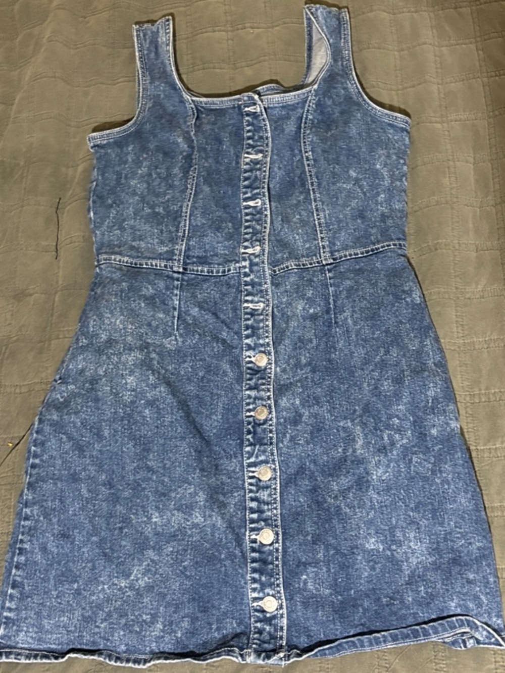 Vintage Jordache Acid-Wash Blue Denim Button-Front Tank Dress